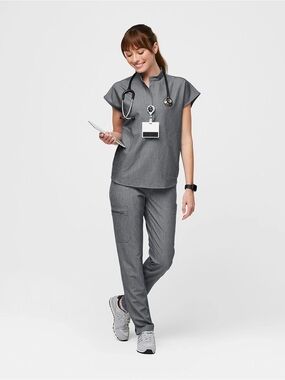 Figs Scrub Set Rafaela Oversized Top Yola High Rise Pant Graphite Size Medium